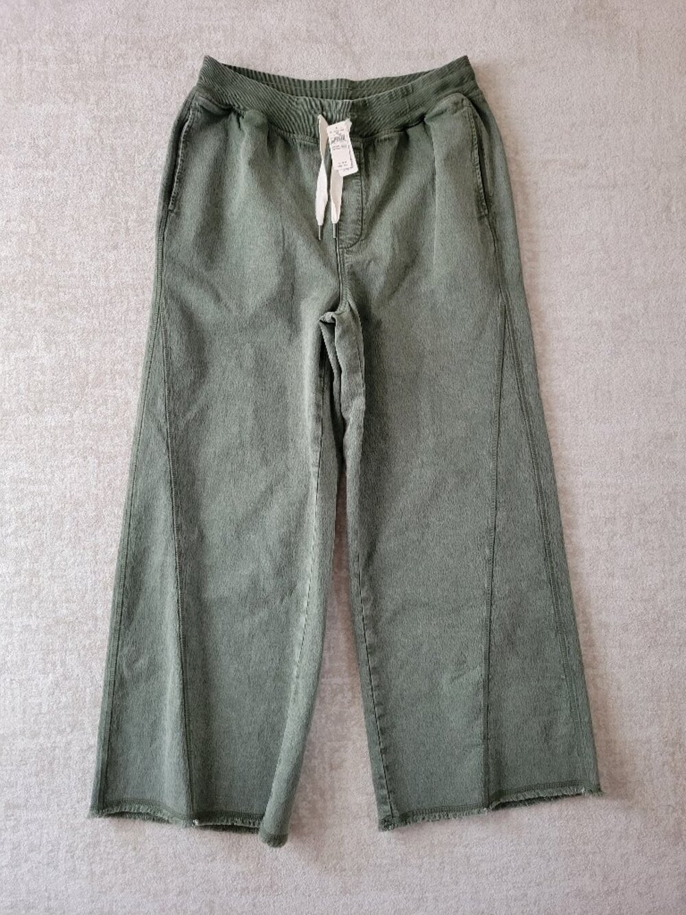 Aerie Soft Landing Wide Leg Pant Medium Womens Olive Green Lounge Lagenlook NWT